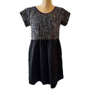 THML Tweed Black Babydoll Empire Waist Dress Size M